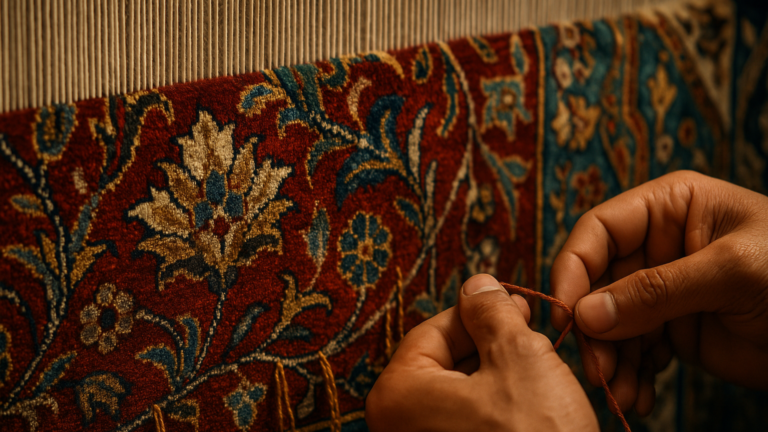 Hand‑Knotted Silk Rug in Delhi